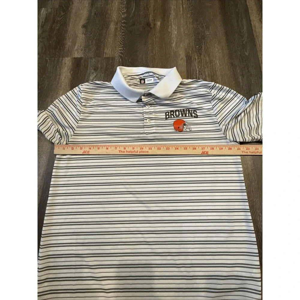 🏈 Cleveland Browns  Mens Large NFL Team Apparel Striped Polo Shirt Performance